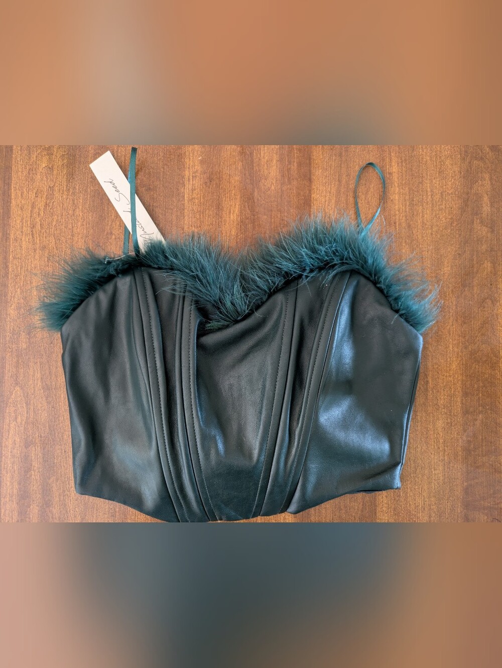Mustard Seed Dark Teal Vegan Leather Bustier NWT Small